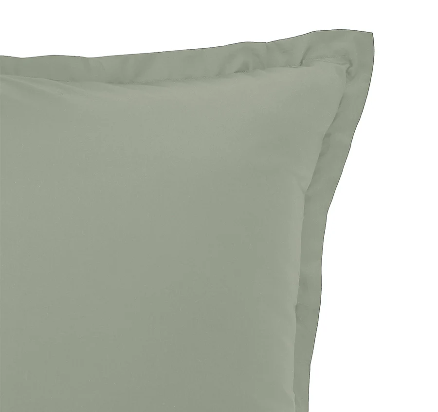 Oxford 300TC Crisp Cotton Percale Tailored King Pillowcase Leafy Sage - Image 2