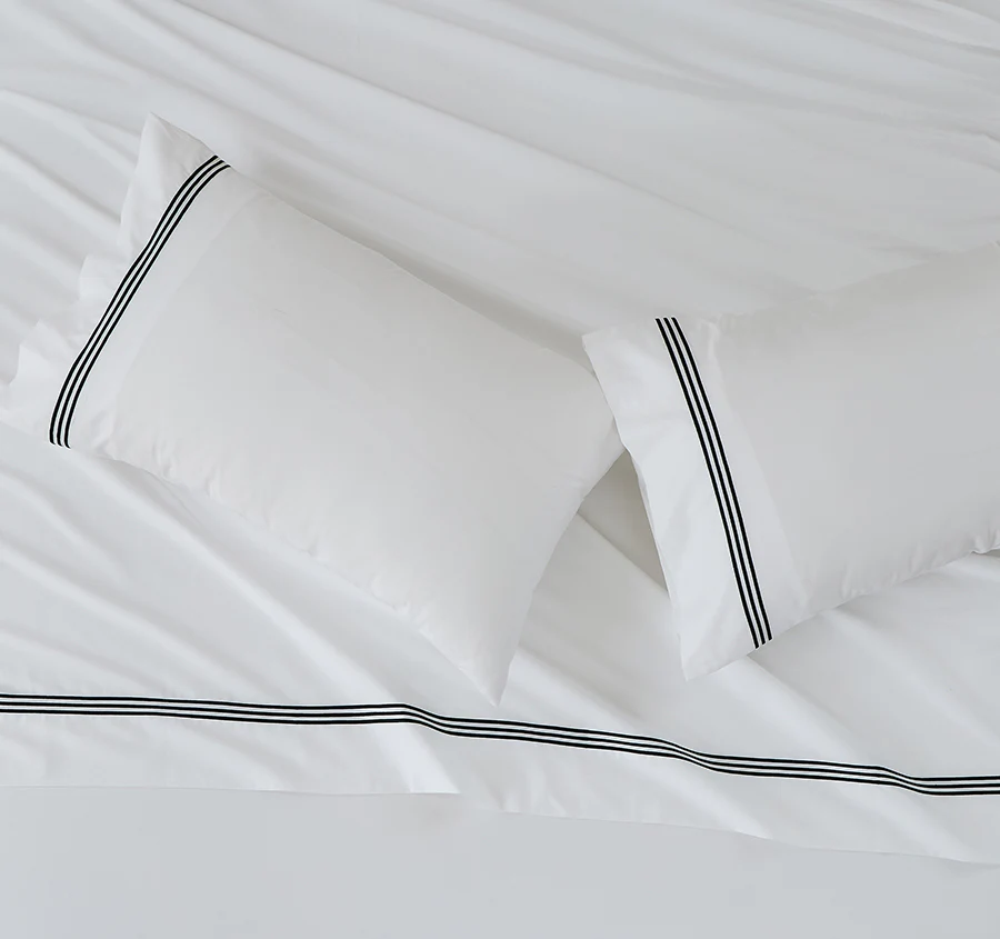 Signature 500TC Embroidered Egyptian Cotton Mega Sheet Set Range Pure White and Black - Image 4