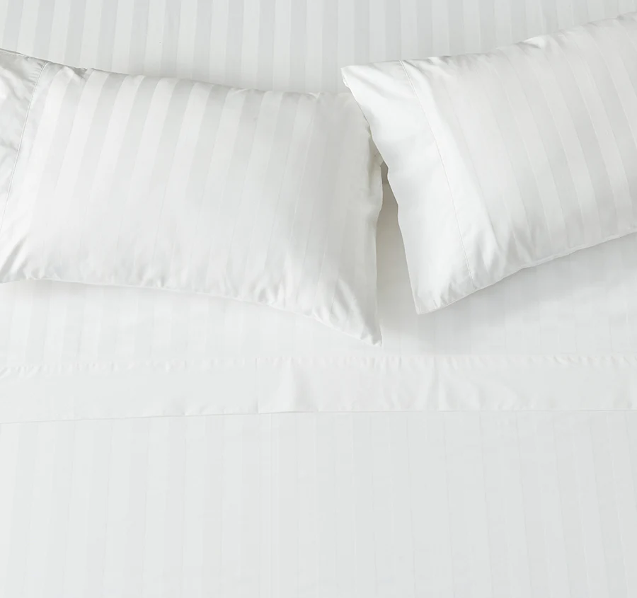 Signature 500TC Luxe Stripe Egyptian Cotton Standard Pillowcase Pair Pure White - Image 3