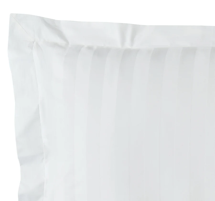 Signature 500TC Luxe Stripe Egyptian Cotton Tailored Standard Pillowcase Pair Pure White - Image 2
