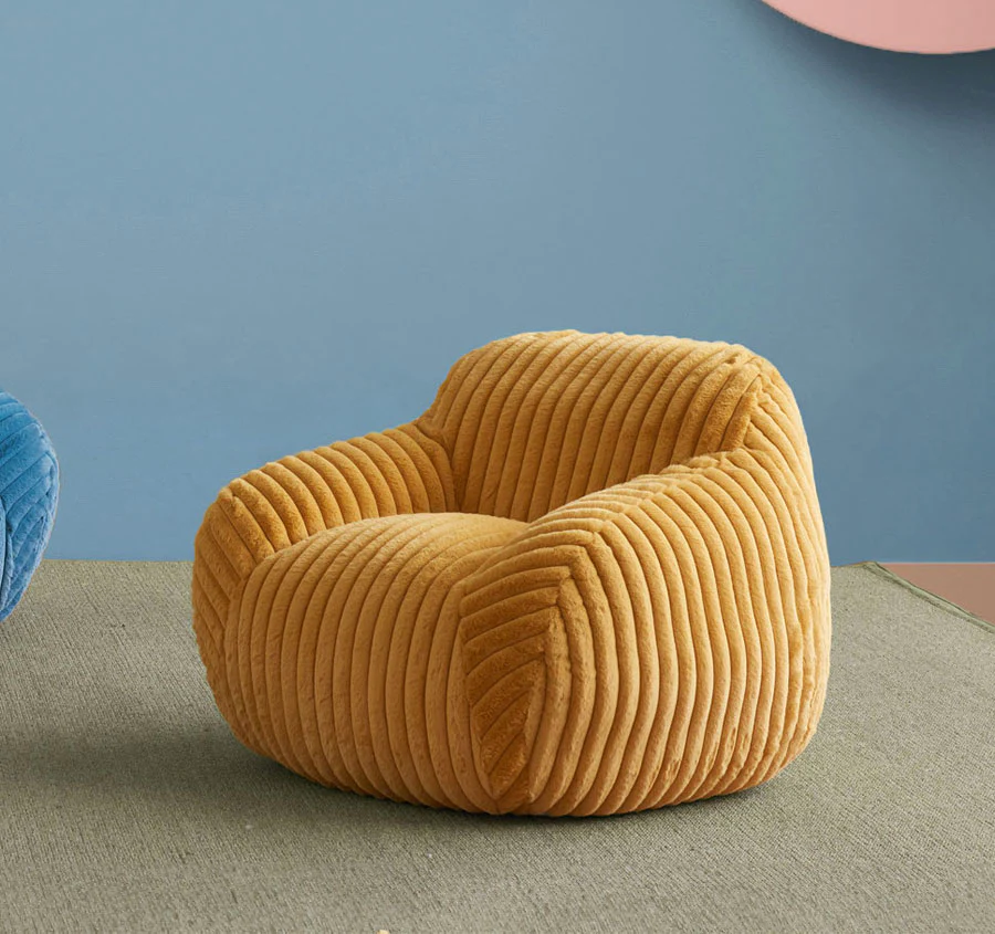 Corduroy Faux Fur Kids Cozy Chair Amber - Image 2