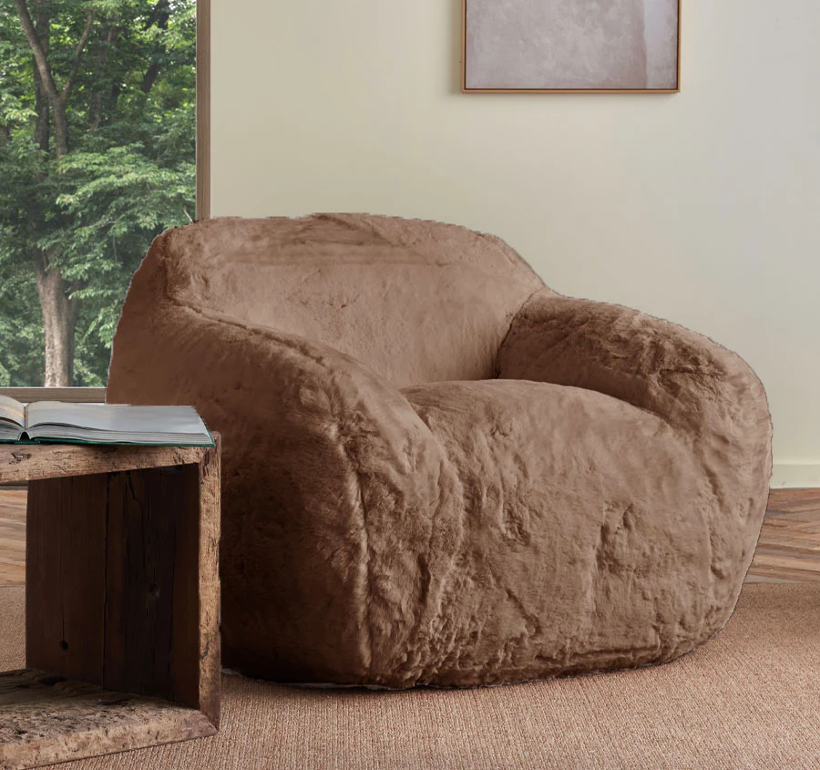 Faux Fur Cozy Chair Range Taupe - Image 3