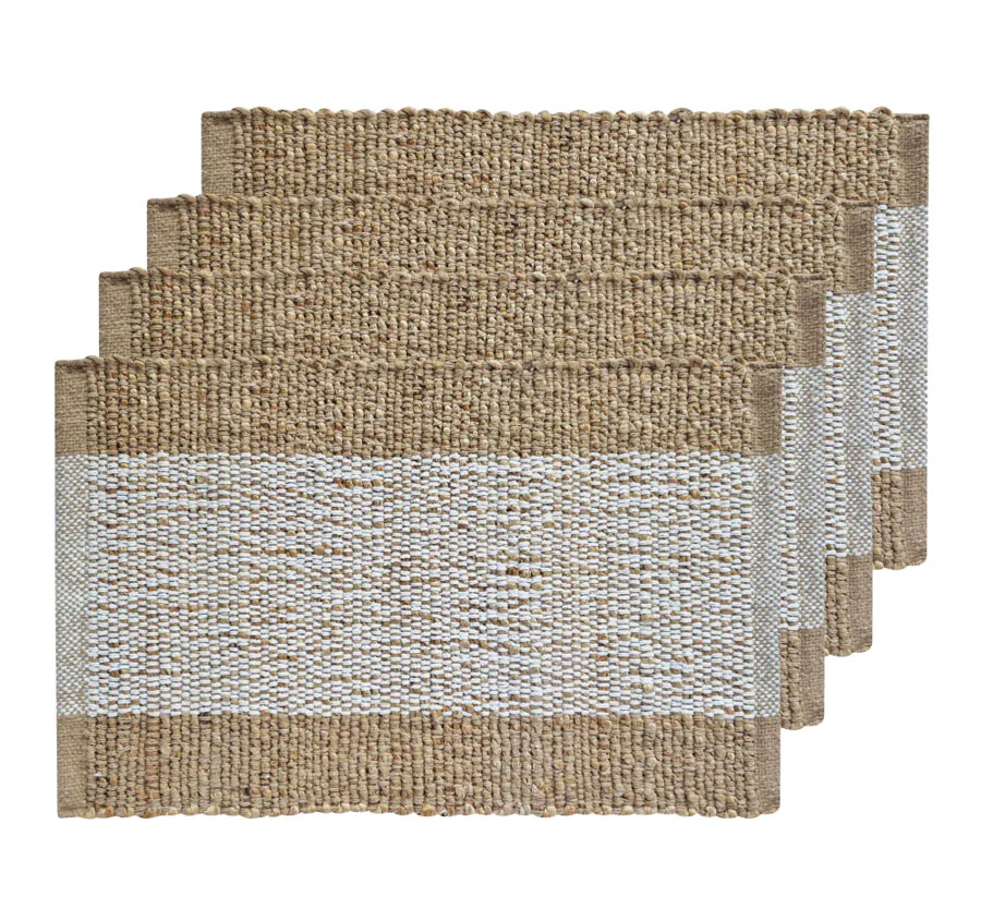 Blake 33x48cm 4 Piece Placemat Set White and Warm Taupe