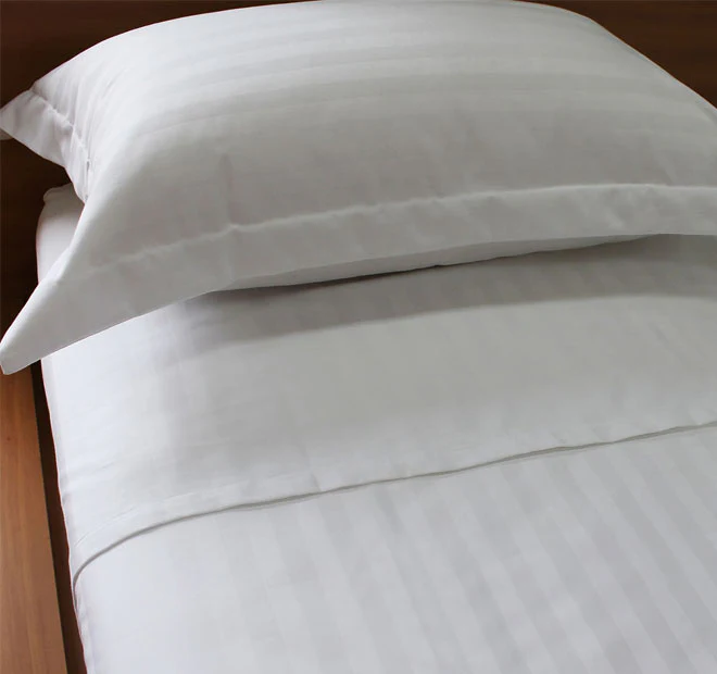 Satin Stripe Tailored Standard Pillowcase White - Image 2