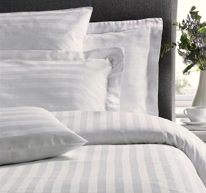 Satin Stripe Tailored Standard Pillowcase White - Image 3