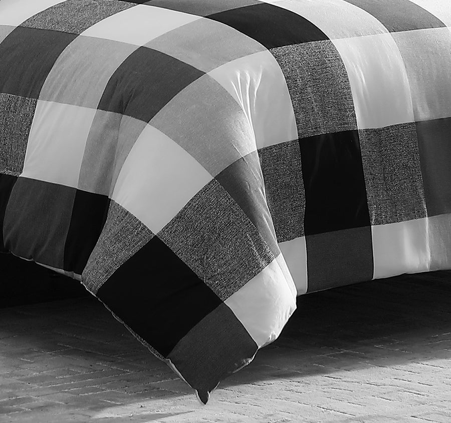 Prospect Plaid Quilt Cover Set Range Black and White - Image 3