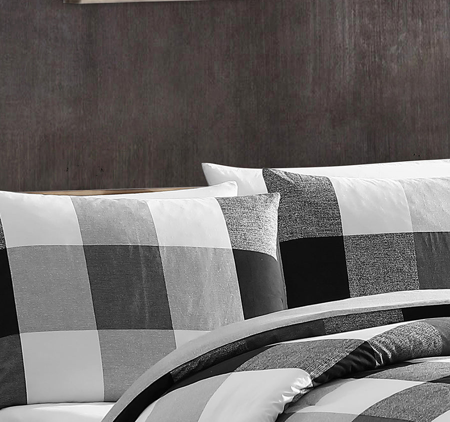 Prospect Plaid Quilt Cover Set Range Black and White - Image 4