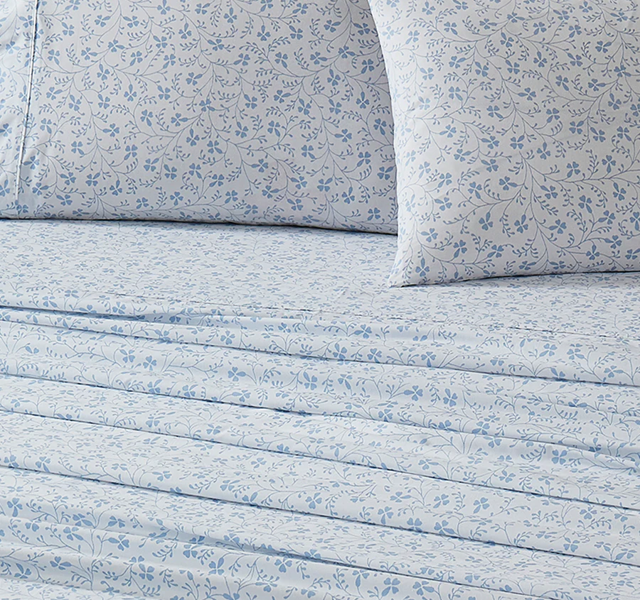 Campion 250TC Cotton Percale Sheet Set Range Seaspray Blue - Image 2