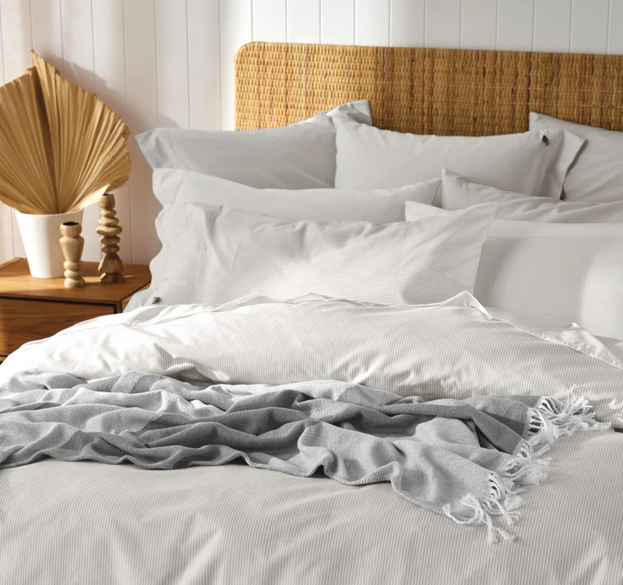 American Pin Point Oxford Quilt Cover Set Range Grey and White - Image 5
