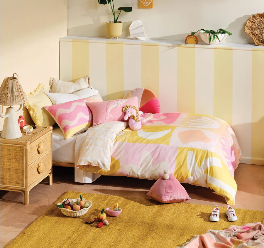 Beach Day Quilt Cover Set Range Bubblegum