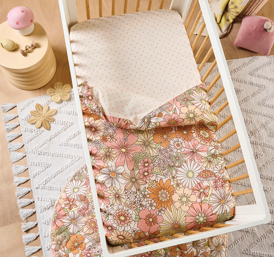 Flower Power Cot Quilt Cover Multi