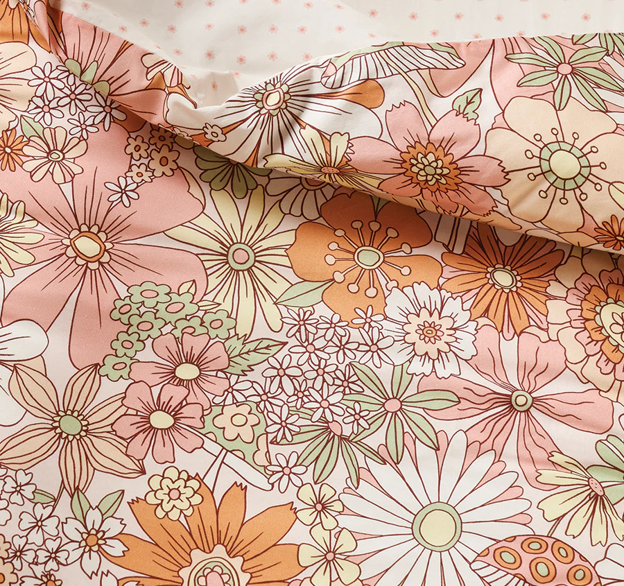Flower Power Cot Quilt Cover Multi - Image 2
