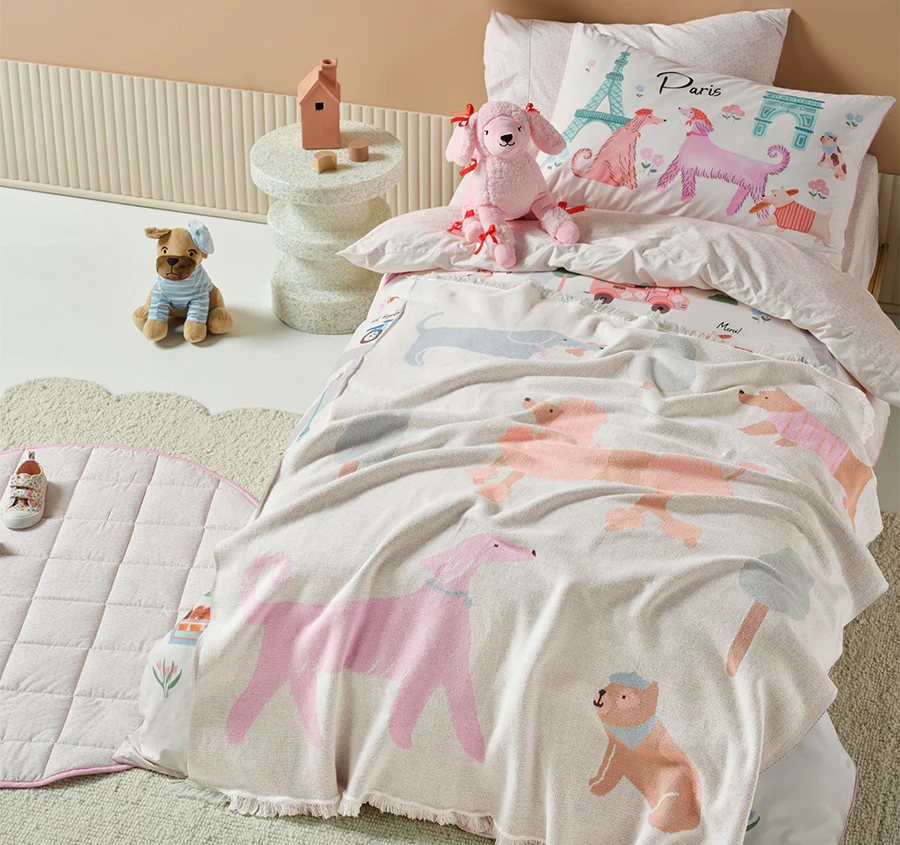 Petite Paris 120x140cm Throw Rug Blush - Image 5