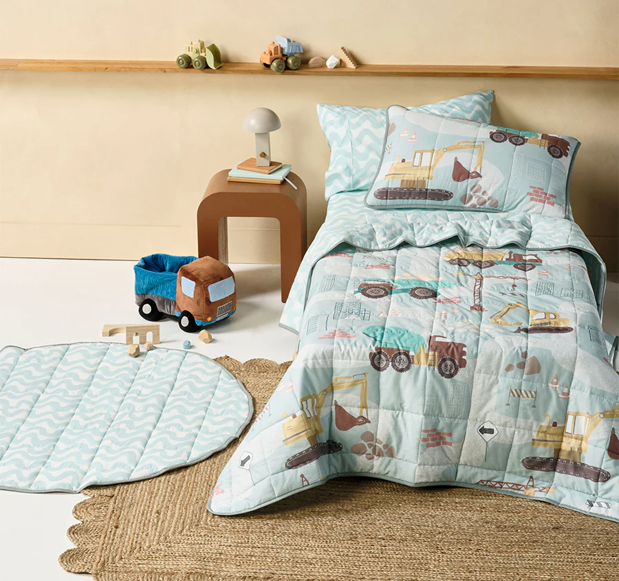 The Big Build Single to King Single Bed Coverlet Set Teal - Image 6