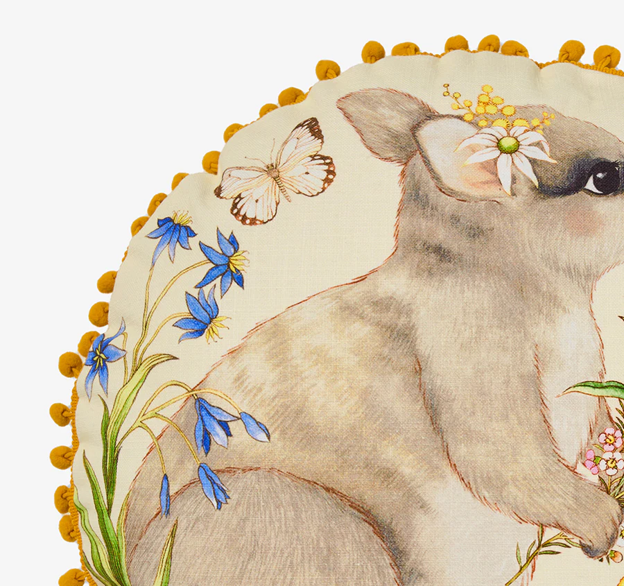 Wilma Wallaby 40cm Round Filled Cushion Yellow - Image 2