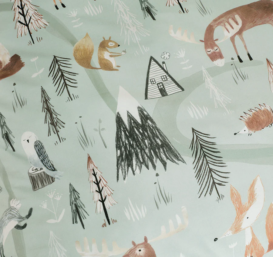 Woodland Winter Quilt Cover Set Range Green - Image 2