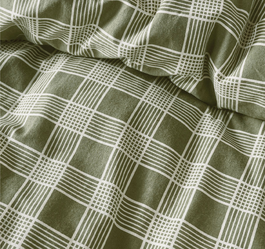 Barnett Printed Flannelette Cotton Quilt Cover Set Range Moss - Image 2