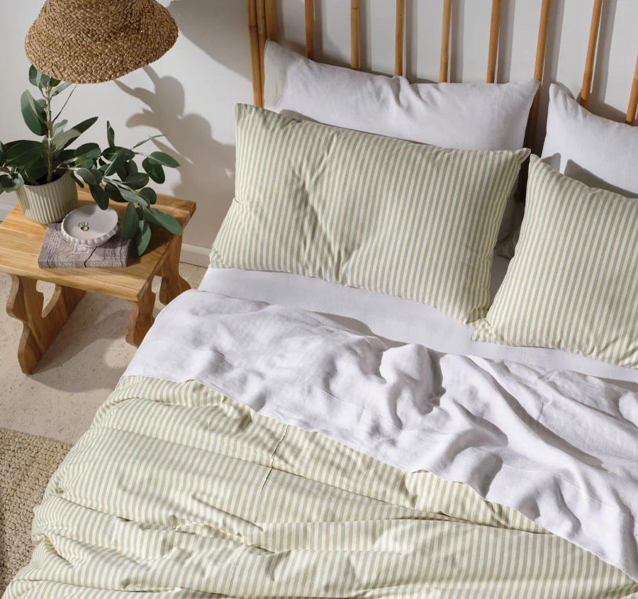Classic Stripe Quilt Cover Set Range Pebble - Image 5