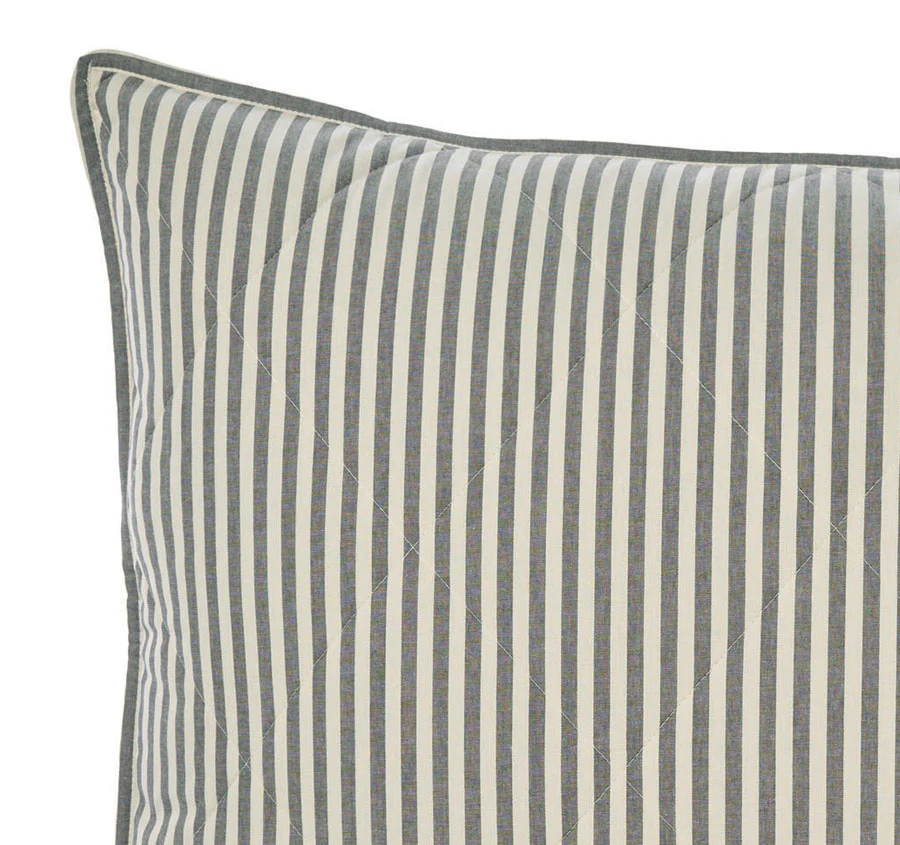 Classic Stripe Standard Pillow Sham Pair Charcoal - Image 2