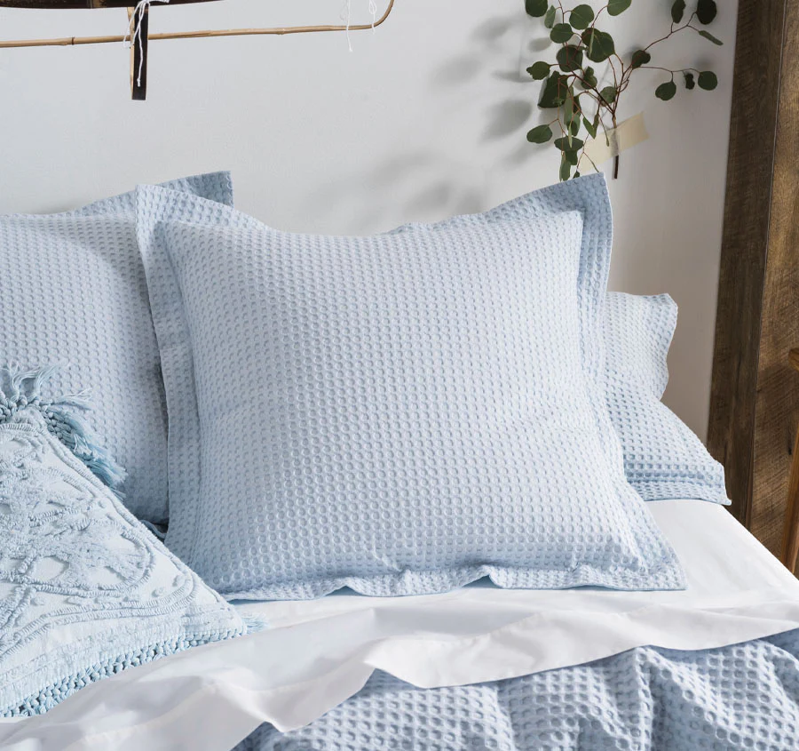 Deluxe Waffle European Pillowcase Soft Blue - Image 3