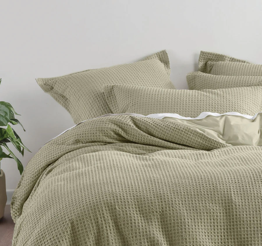 Deluxe Waffle Quilt Cover Set Range Eucalyptus - Image 4