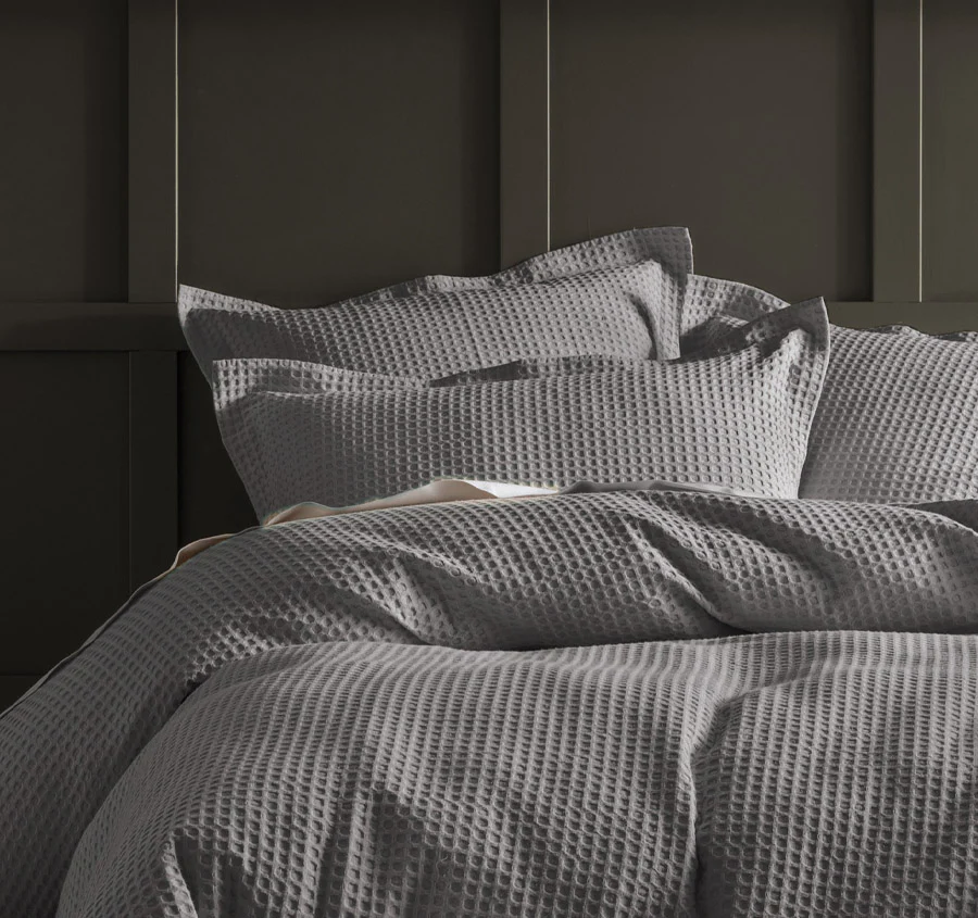 Deluxe Waffle Quilt Cover Set Range Silver - Image 4