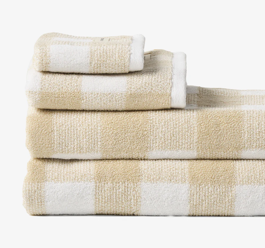Flinders Check 630GSM Cotton Bath Towel Range Beige - Image 2