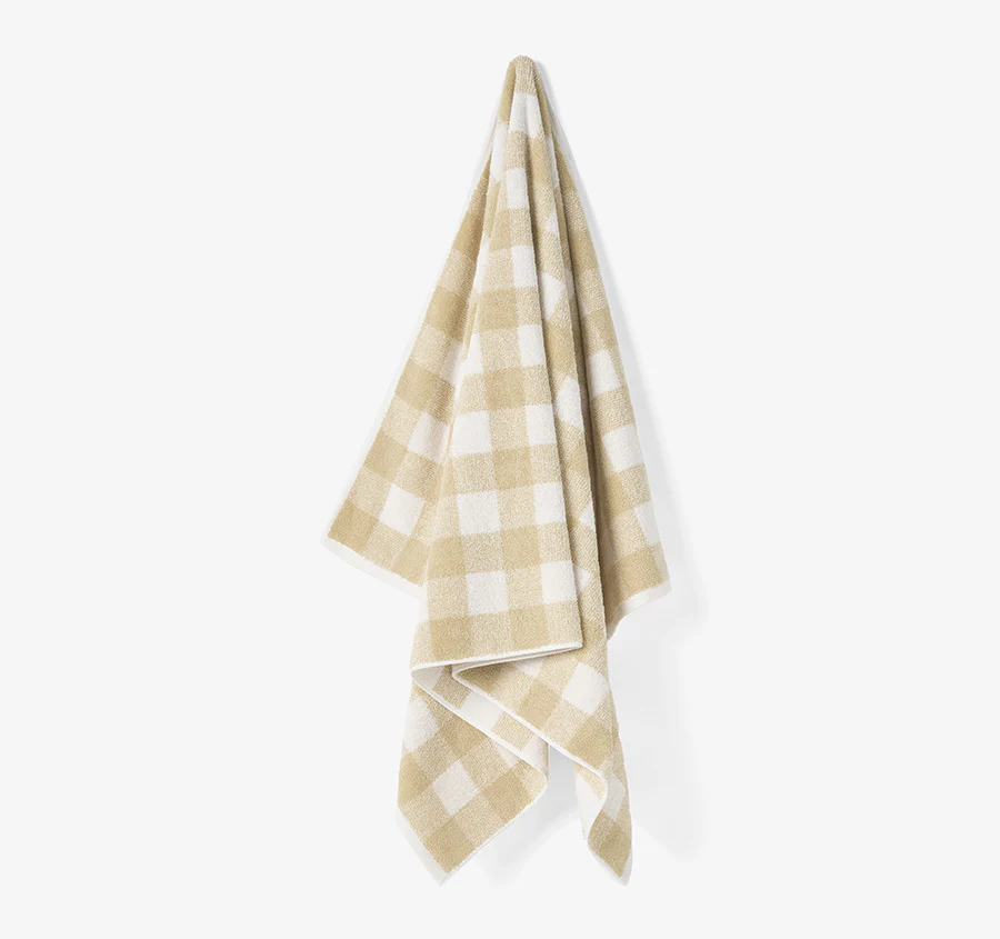 Flinders Check 630GSM Cotton Bath Towel Range Beige - Image 3