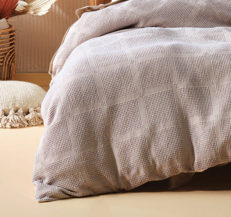 Galicia Quilt Cover Set Range Blue and Sand - Image 3