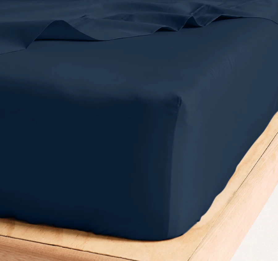 Hotel Augusta 500THC Cotton Sateen Mega Fitted or Flat Sheet Range Navy - Image 2