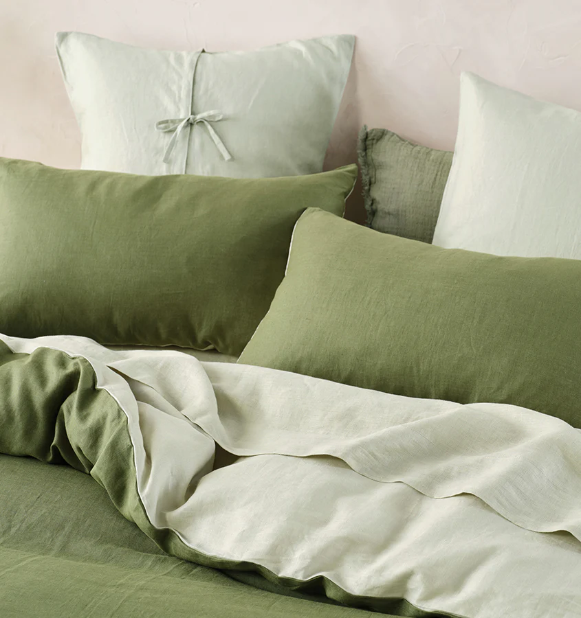 Nimes Duet Quilt Cover Set Range Moss and Wasabi - Image 4