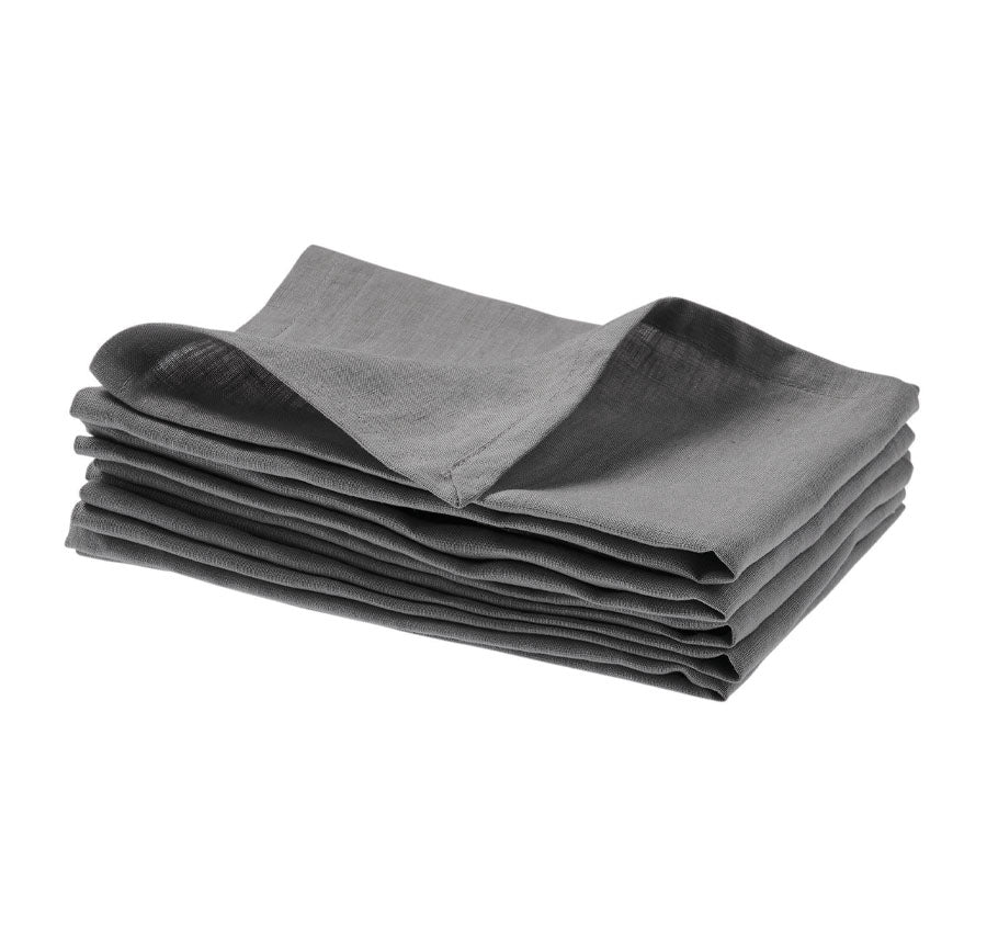Nimes Linen 45x45cm 4 Piece Napkin Set Ash