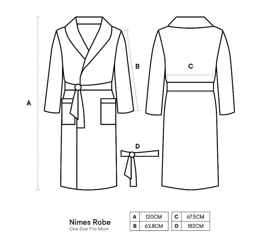 Nimes Linen One Size Bathrobe Rose Pink - Image 3