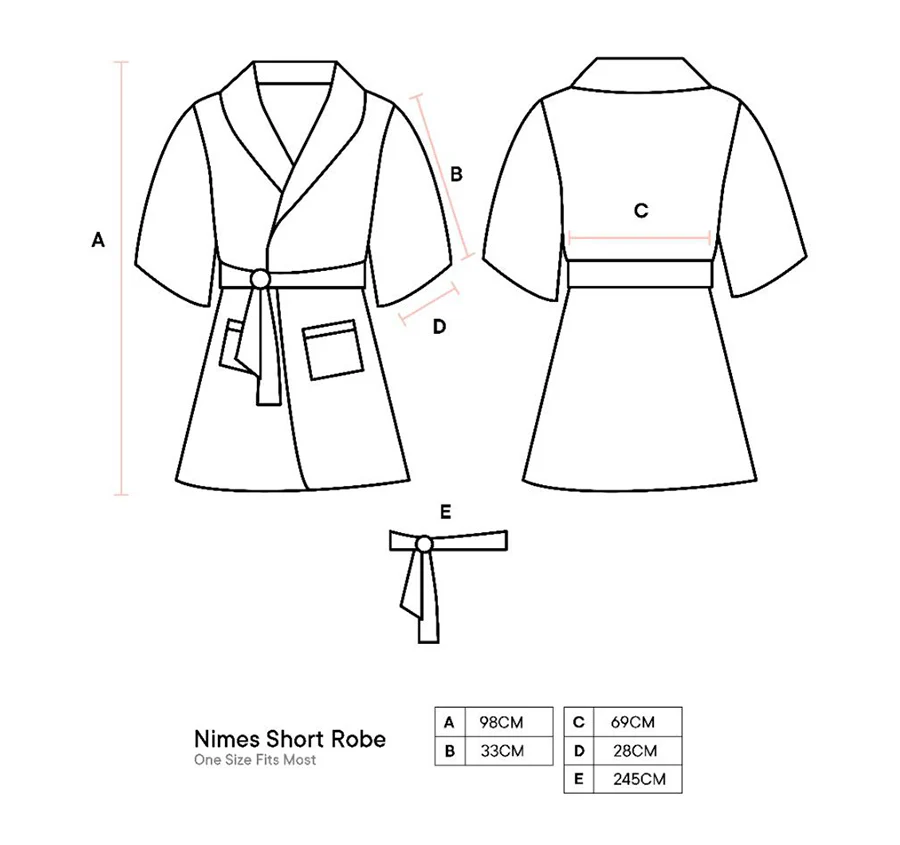 Nimes Linen One Size Short Bathrobe White - Image 3