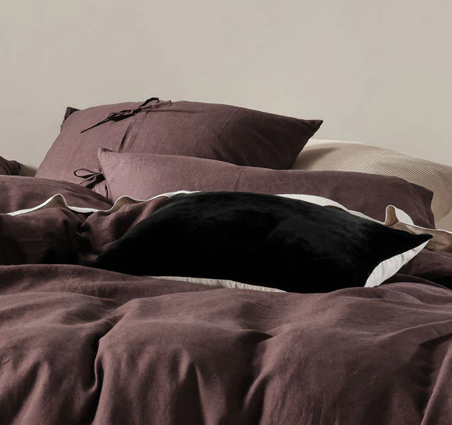 Nimes Linen Quilt Cover Set Range Espresso - Image 4