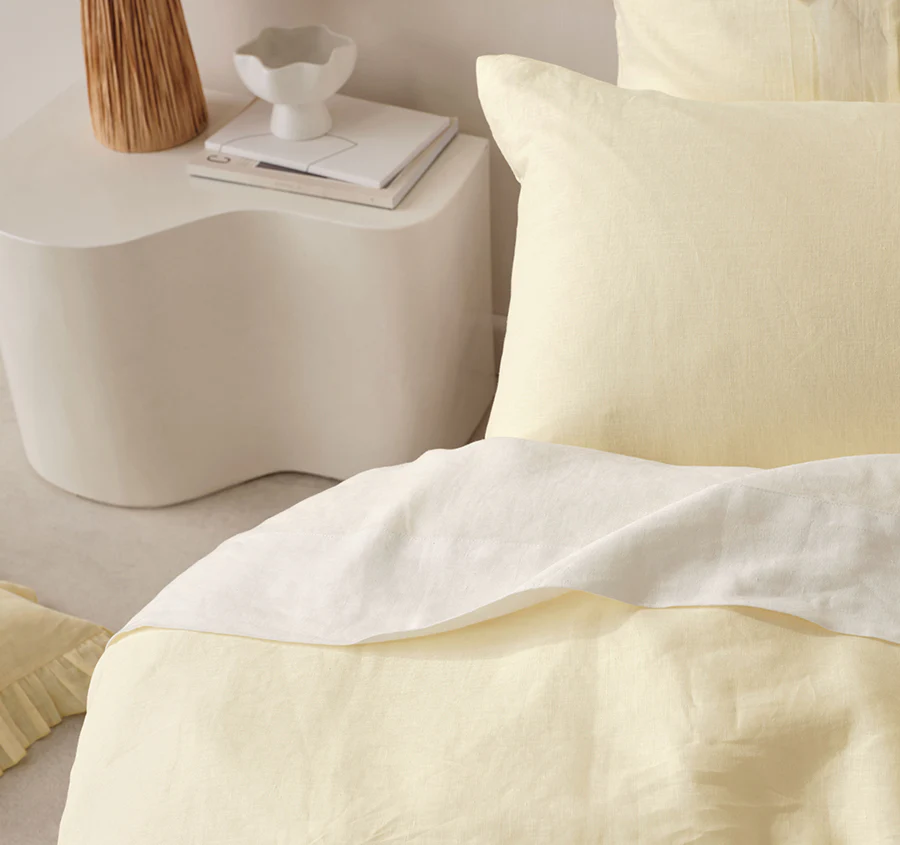 Nimes Linen Quilt Cover Set Range Lemon - Image 4