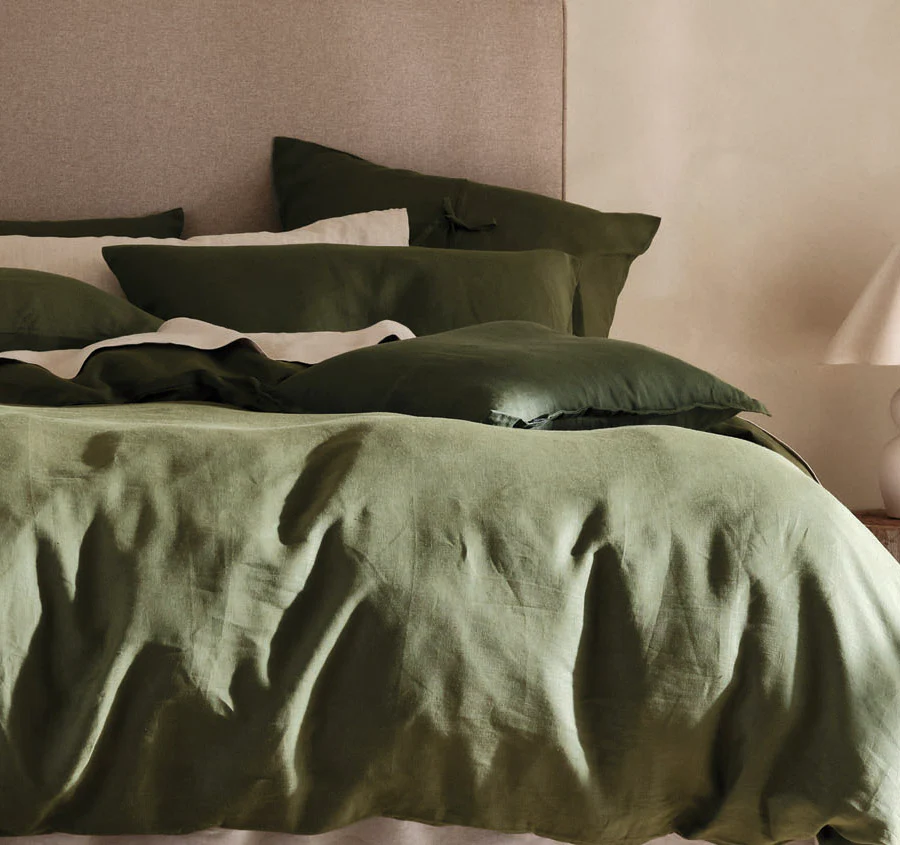 Nimes Linen Quilt Cover Set Range Moss - Image 4
