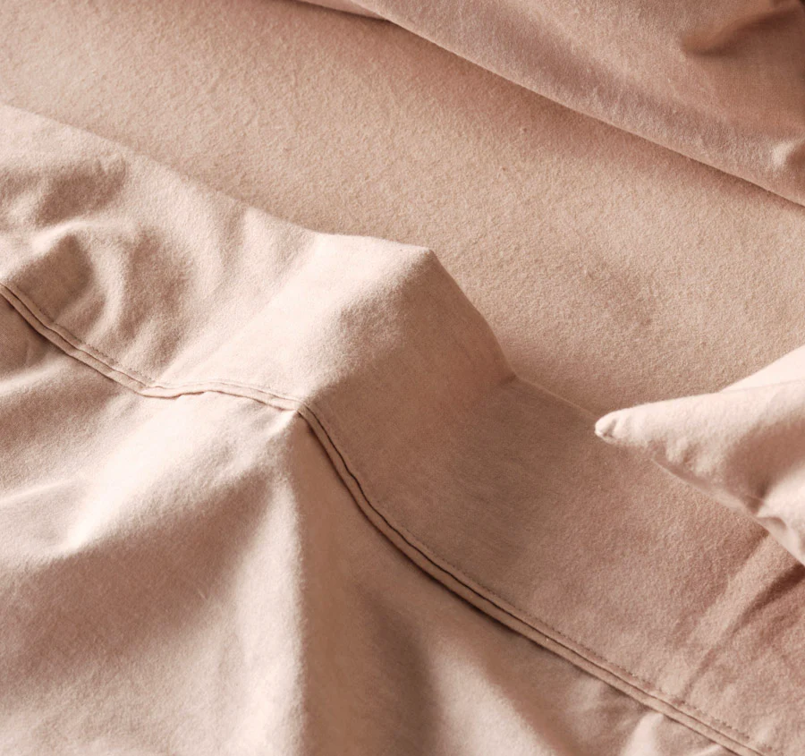 Plain-Dyed Flannelette Cotton Mega Sheet Set Range Pink Salt - Image 2