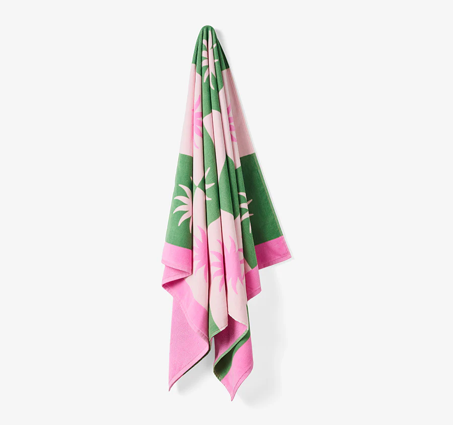 Sun Check 95x175cm Beach Towel Pink and Green - Image 3