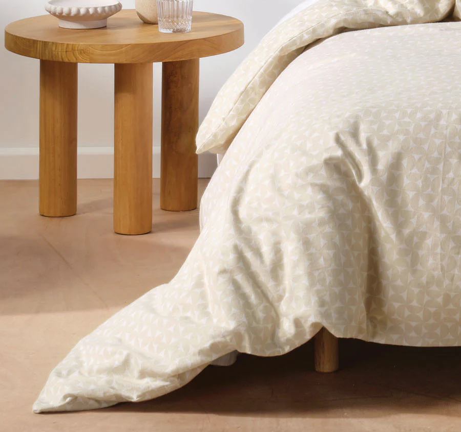 Tyra Printed Flannelette Cotton Quilt Cover Set Range Taupe - Image 3
