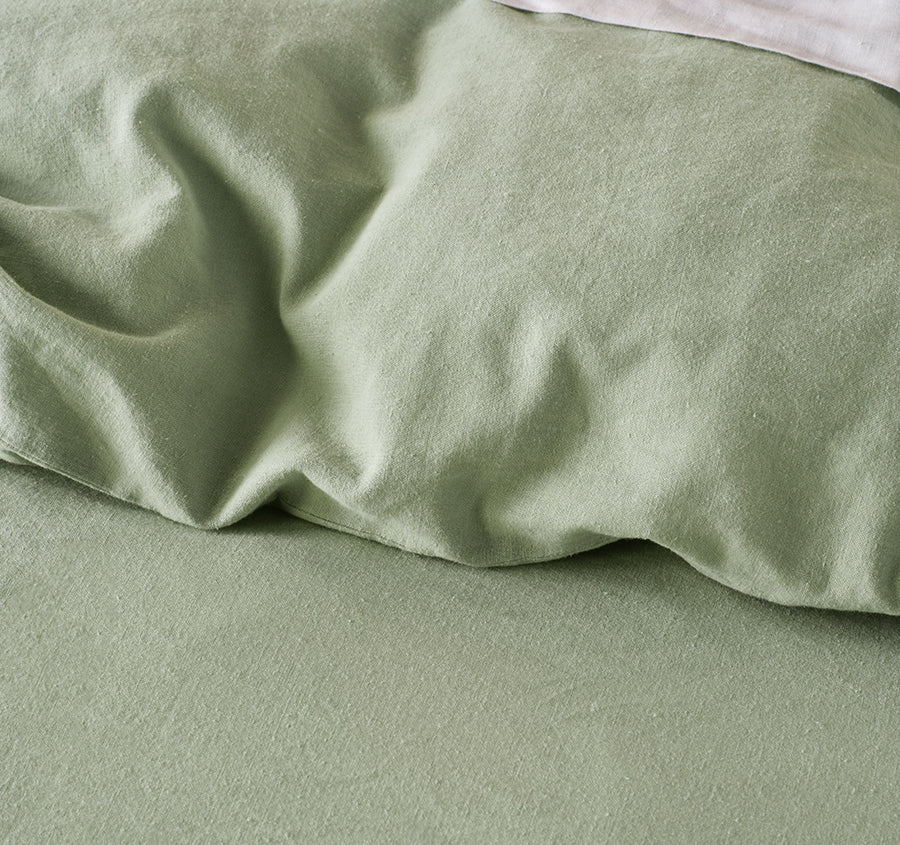 Vintage Ruffle Quilt Cover Set Range Seaglass - Image 2