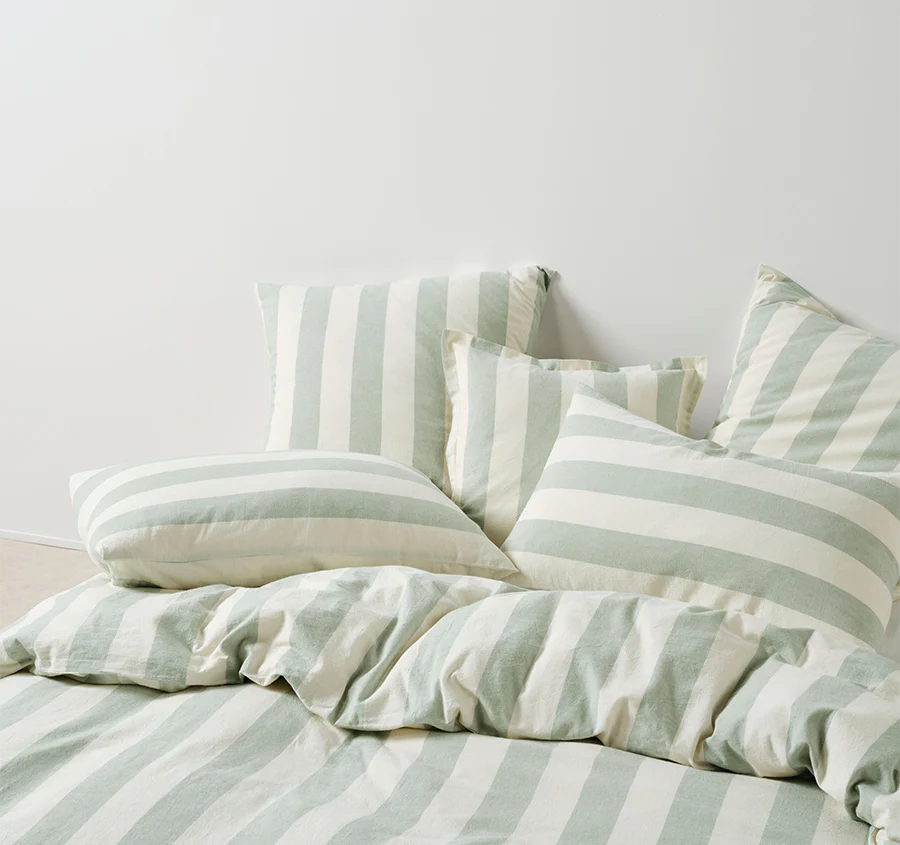 Vintage Stripe Quilt Cover Set Range Jade - Image 4