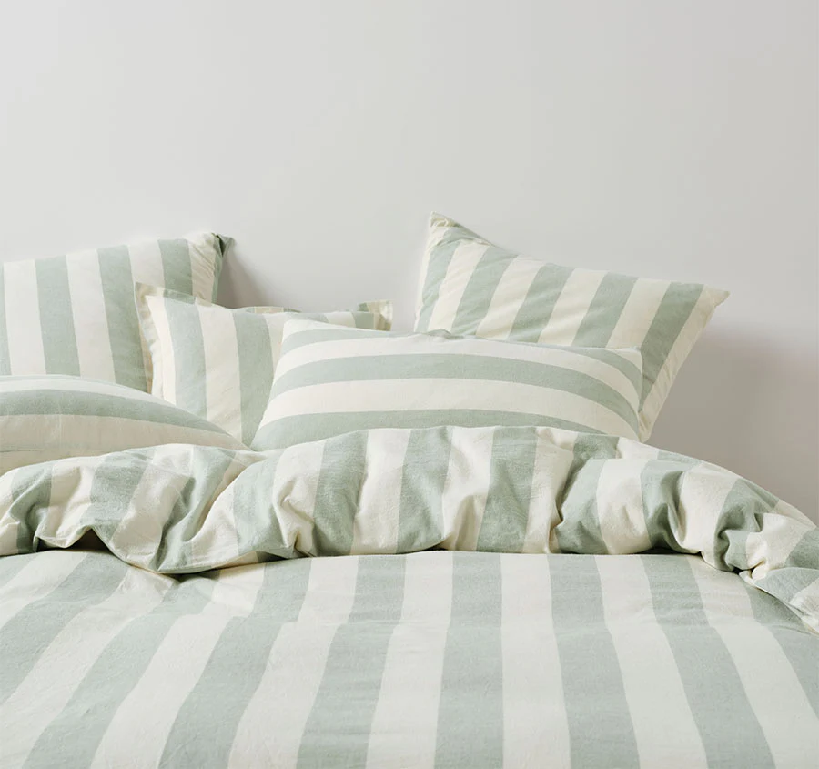 Vintage Stripe Quilt Cover Set Range Jade - Image 5