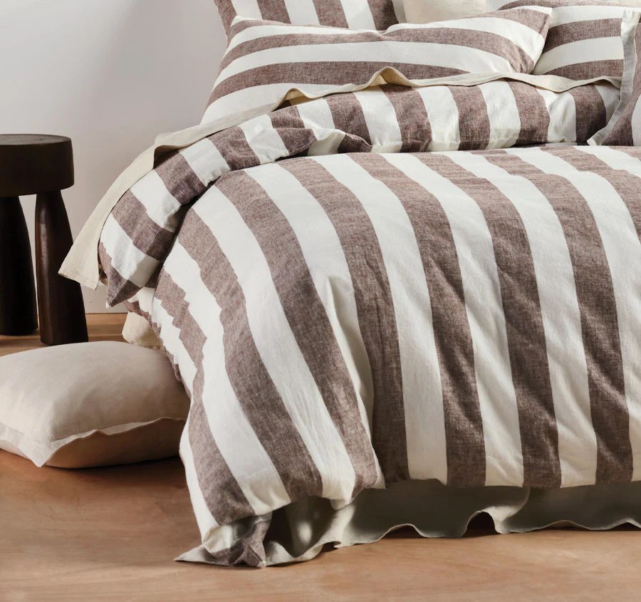 Vintage Stripe Quilt Cover Set Range Tiramisu - Image 3