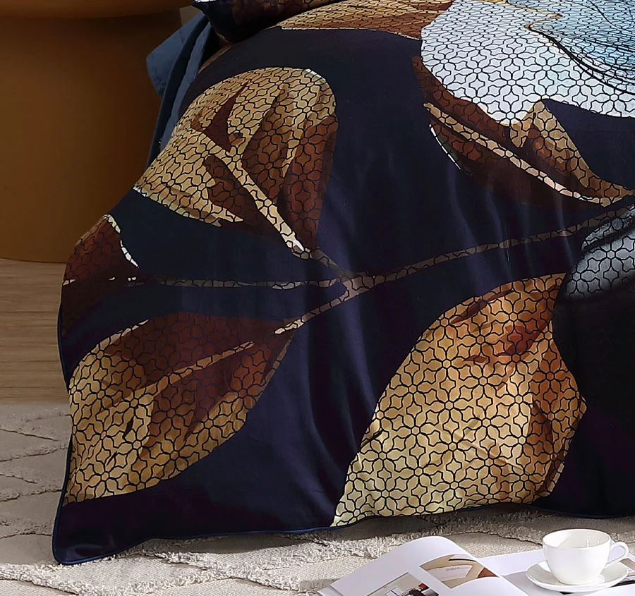 Golden Glow Quilt Cover Set Range Navy - Image 3