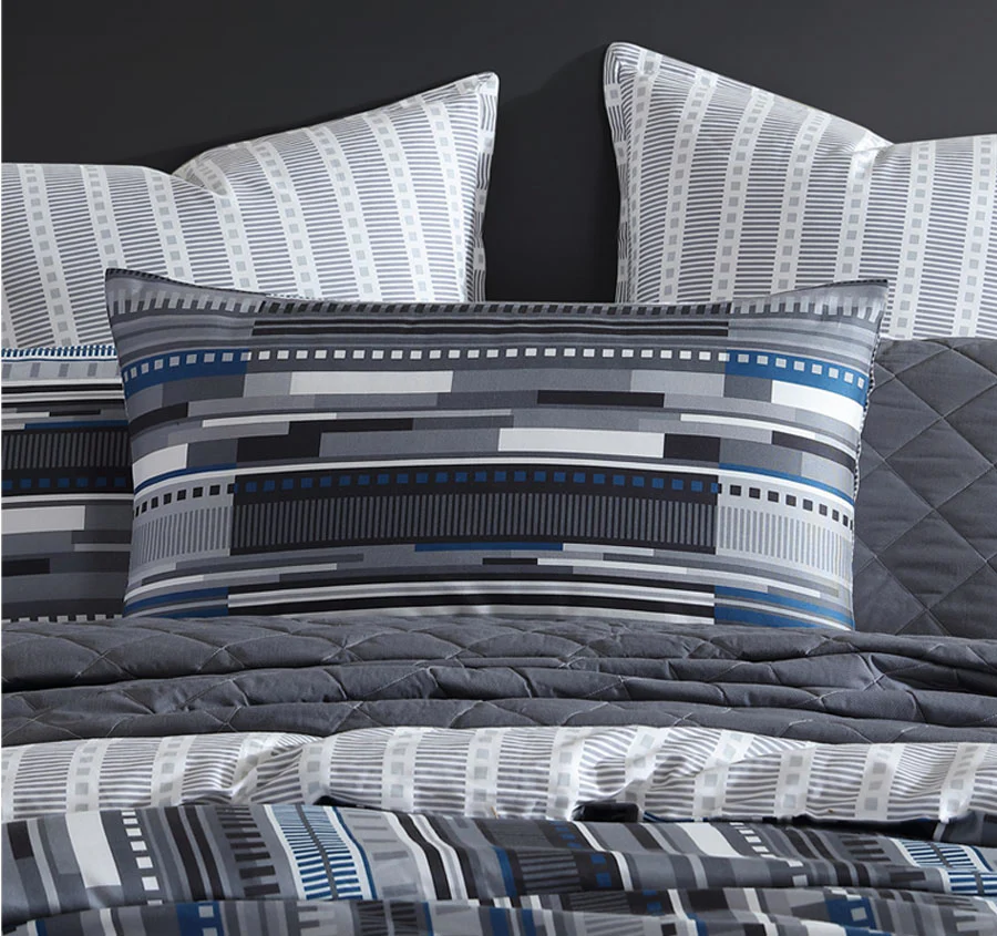 Urban Stripe Quilt Cover Set Range Charcoal - Image 4