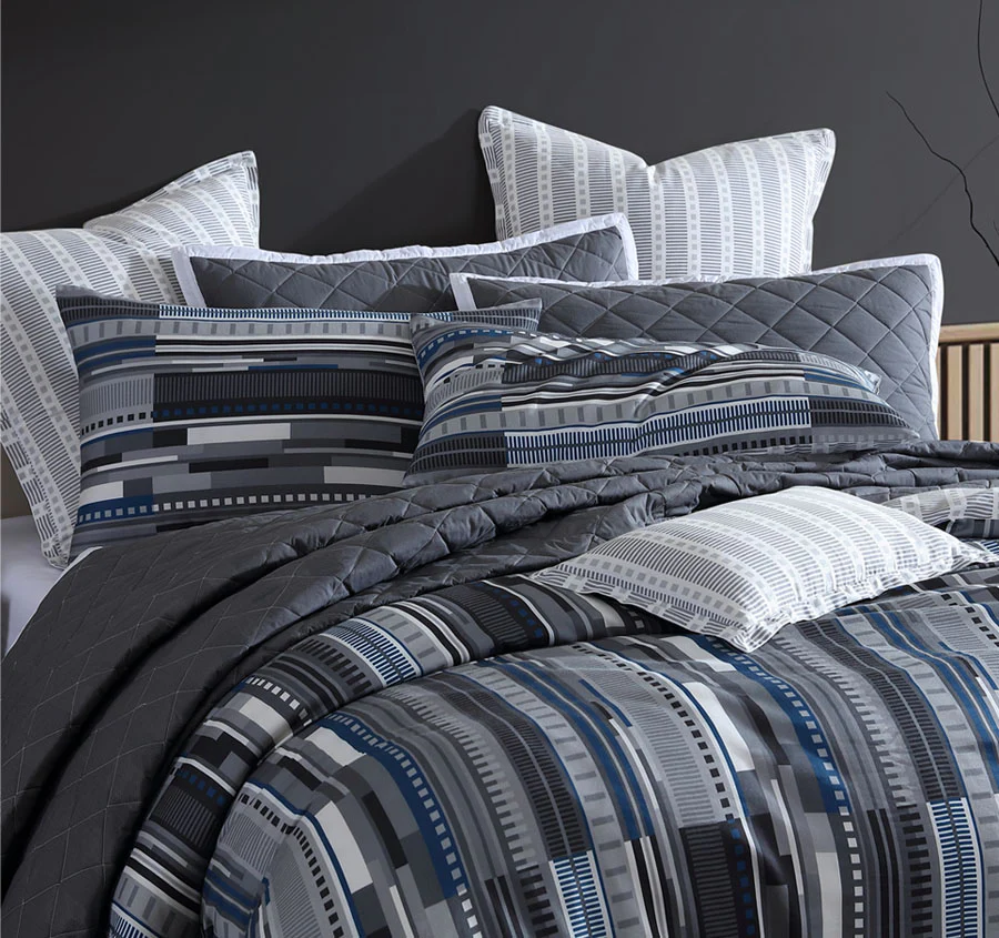 Urban Stripe Quilt Cover Set Range Charcoal - Image 5