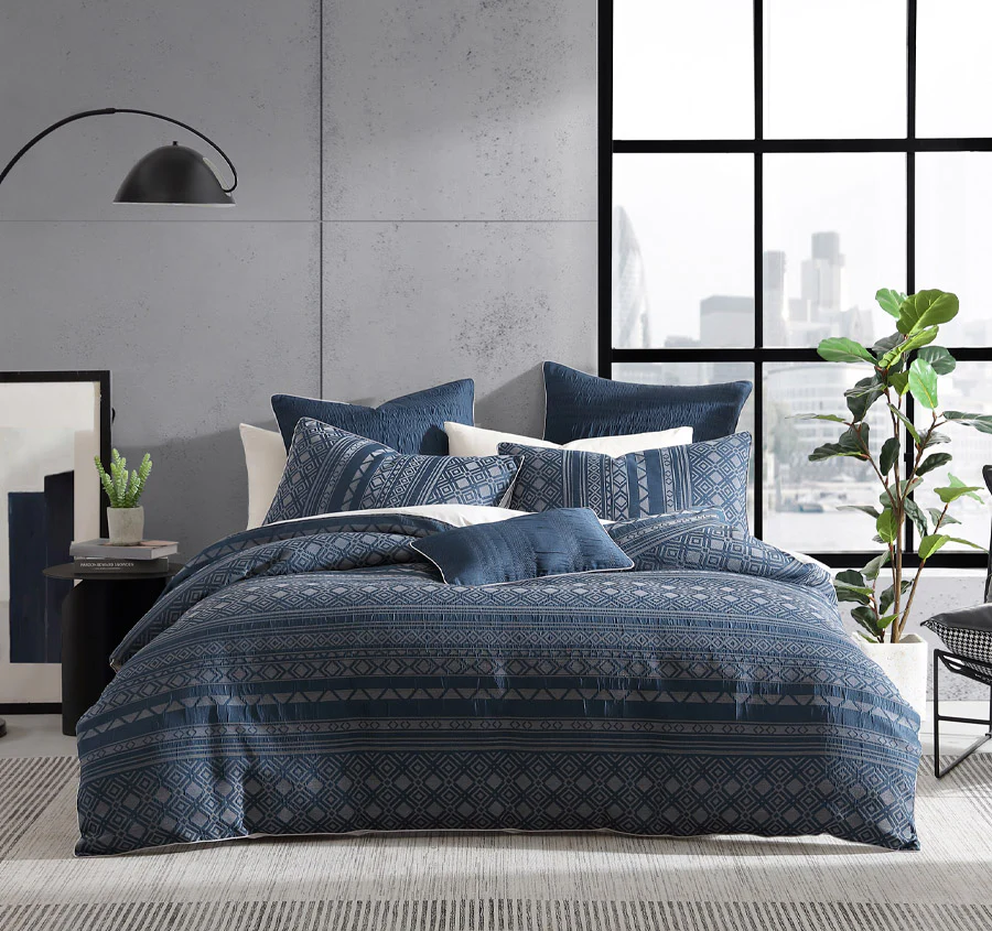 Orlando Quilt Cover Set Range Indigo