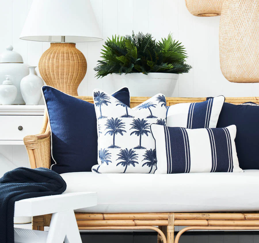 Blue Island 50x50cm Filled Cushion White - Image 3