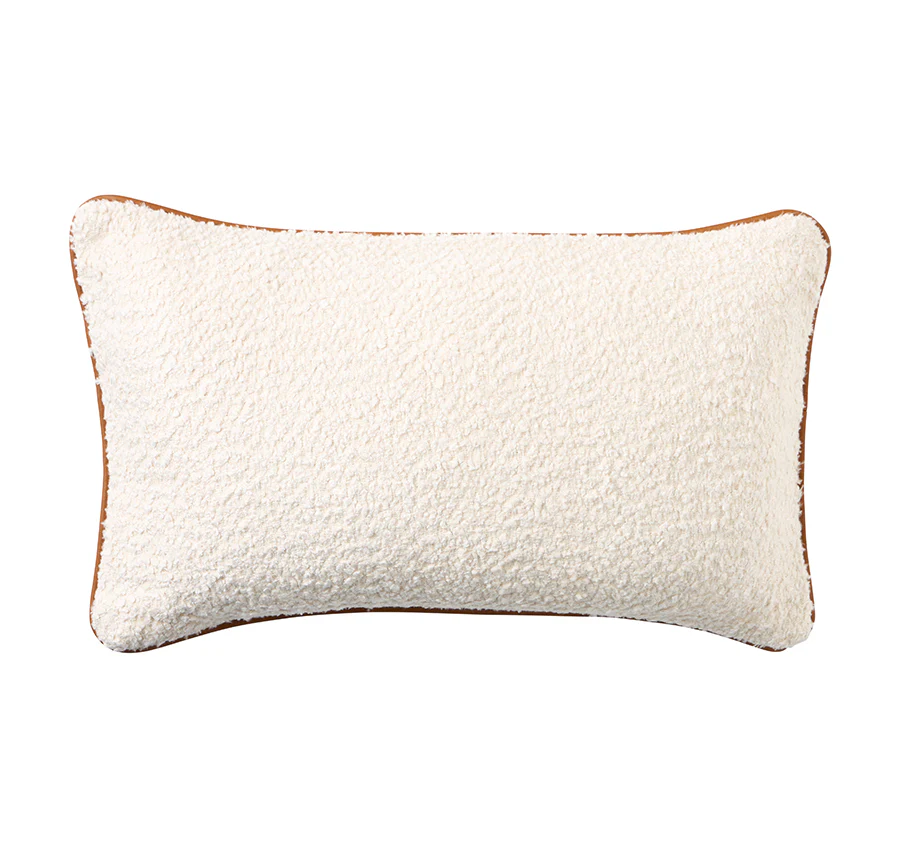 Boucle Leather 30x50cm Filled Cushion White